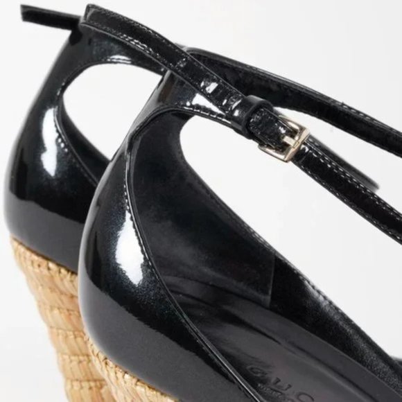 Gucci Horsebit Black Patent Leather Espadrille Wedges - Picture 9 of 12
